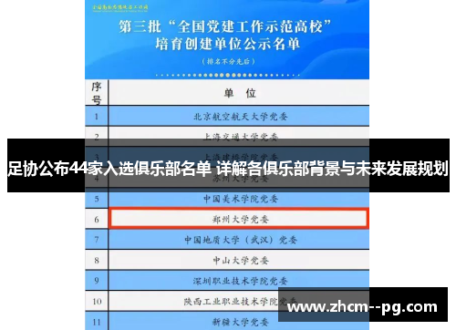 足协公布44家入选俱乐部名单 详解各俱乐部背景与未来发展规划